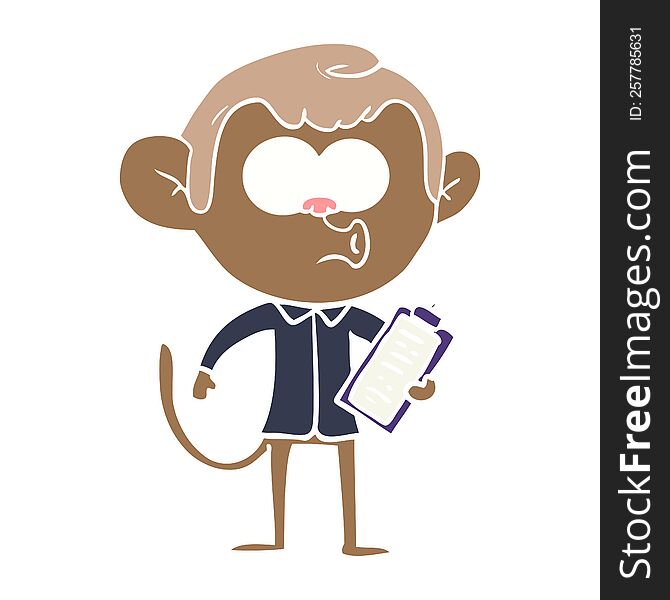 Flat Color Style Cartoon Salesman Monkey