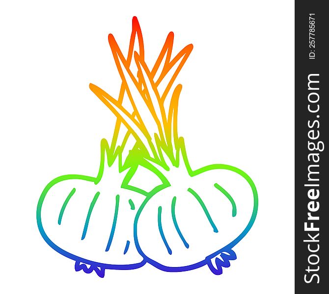 rainbow gradient line drawing of a cartoon brown onions