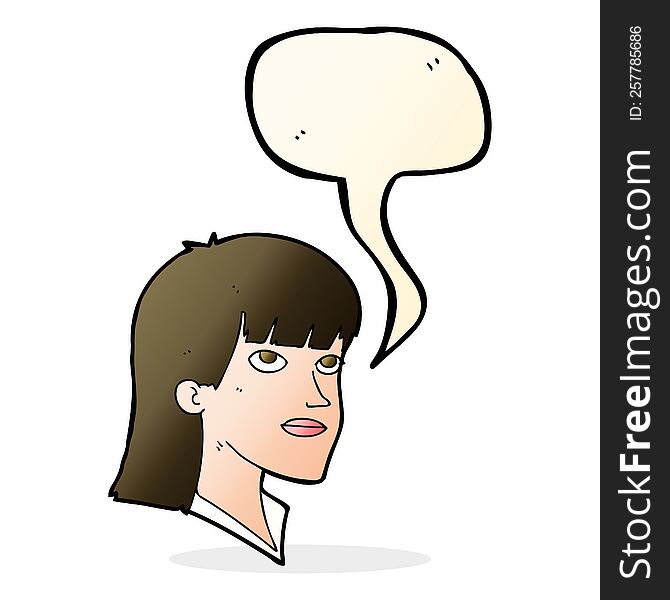 cartoon serious woman with speech bubble