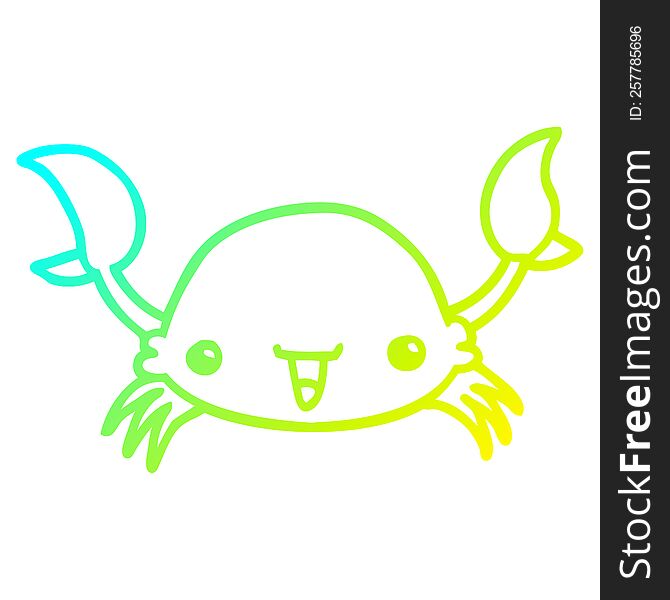 cold gradient line drawing of a cartoon crab