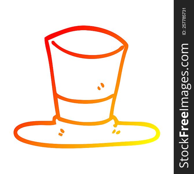 warm gradient line drawing of a cartoon top hat