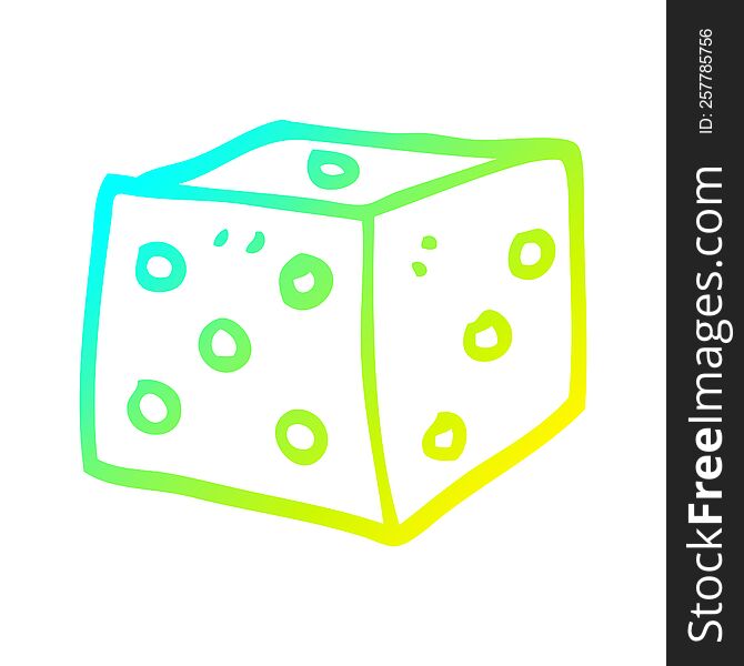 cold gradient line drawing cartoon red dice