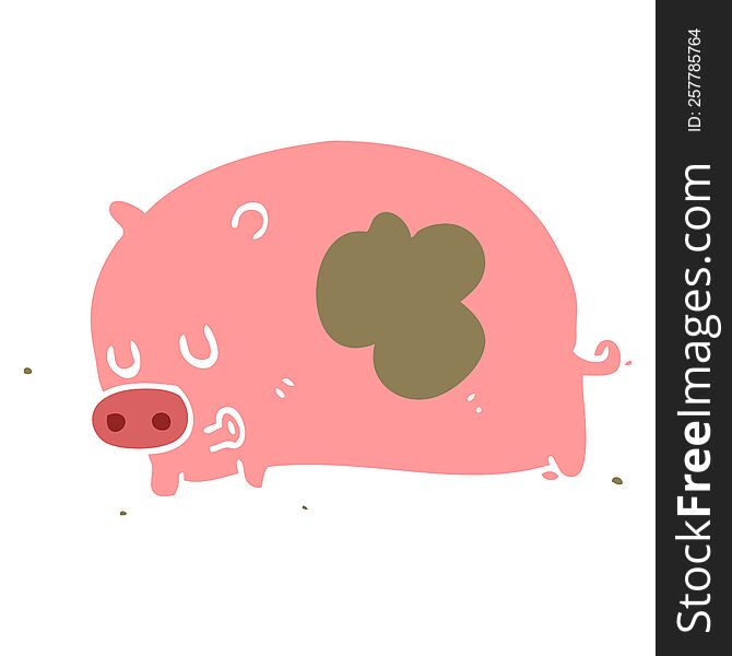 cute flat color style cartoon pig