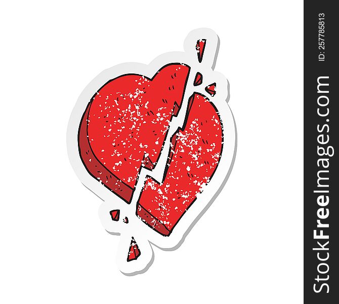 retro distressed sticker of a cartoon broken heart symbol