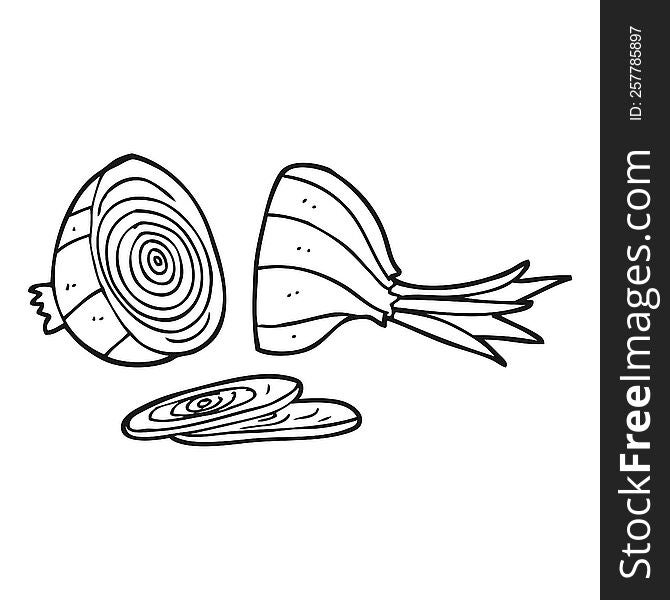 Black And White Cartoon Sliced Onion