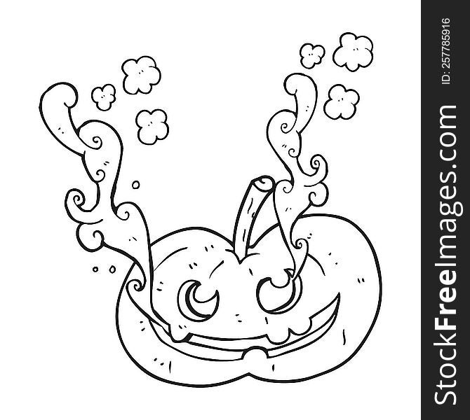 black and white cartoon halloween pumpkin