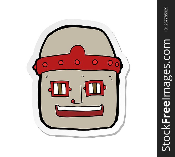 Sticker Of A Cartoon Robot Head