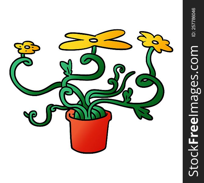 Gradient Cartoon Doodle Of A Flower Plant