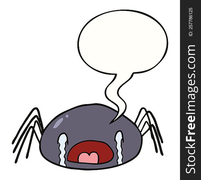 Cartoon Halloween Spider Crying And Speech Bubble