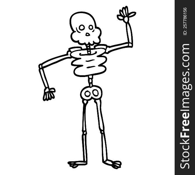 Black And White Cartoon Skeleton