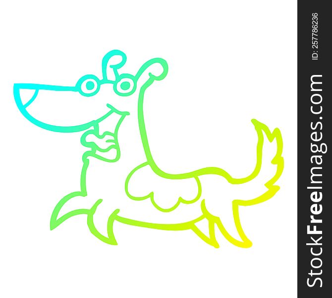 Cold Gradient Line Drawing Happy Dog Cartoon