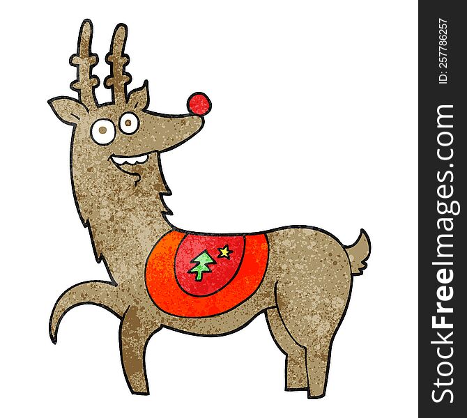 freehand textured cartoon christmas reindeer