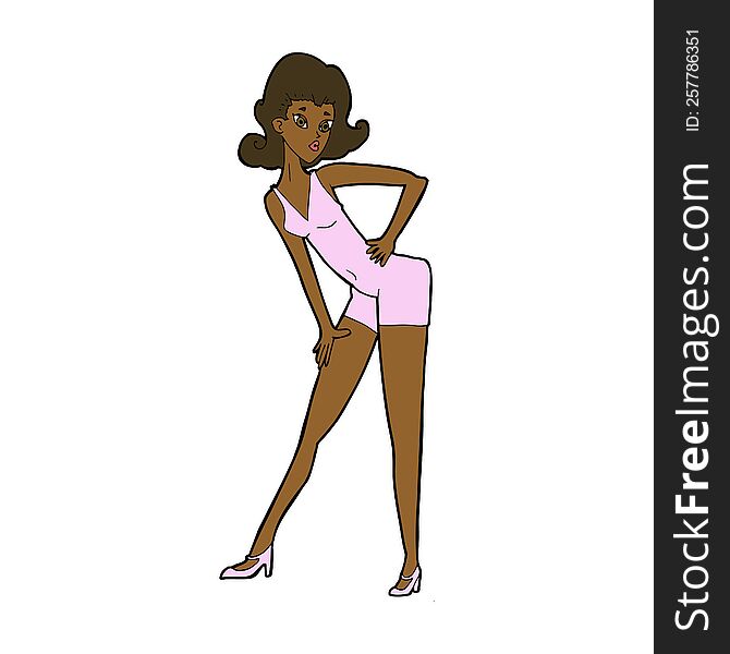 cartoon model woman posing