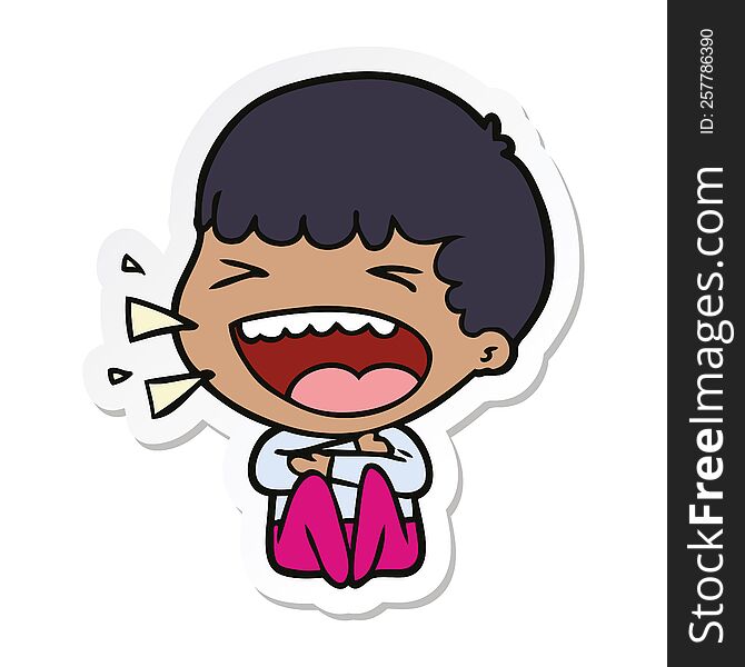 Sticker Of A Cartoon Laughing Man