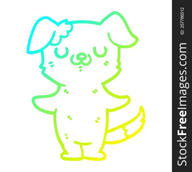 Cold Gradient Line Drawing Cartoon Puppy