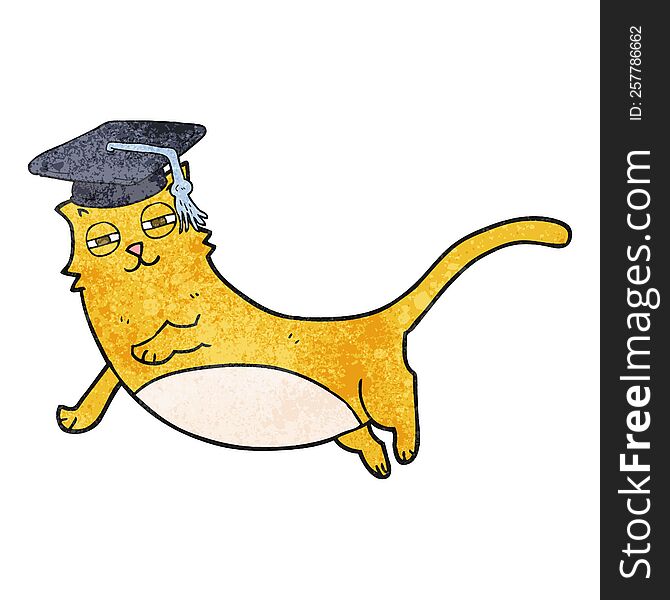 Texture Cartoon Cat With Graduate Cap