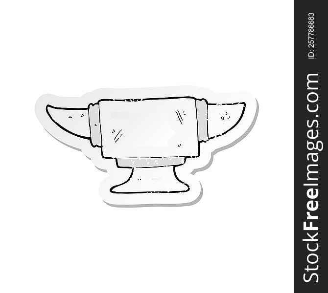 retro distressed sticker of a cartoon blacksmith anvil