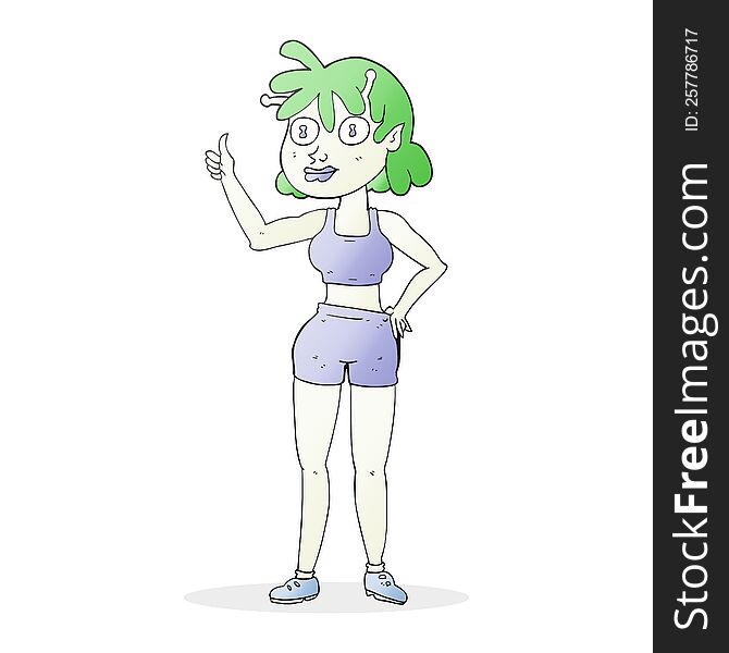 Cartoon Alien Gym Girl