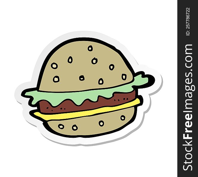 sticker of a cartoon hamburger