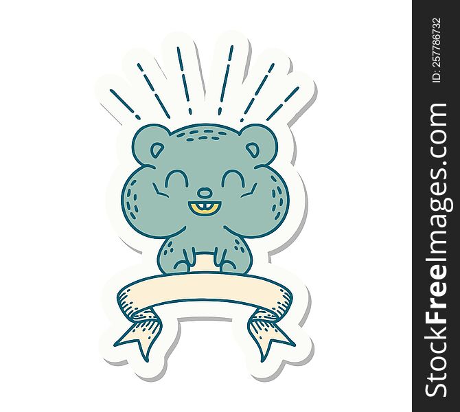 Sticker Of Tattoo Style Happy Hamster