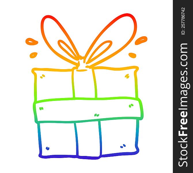 Rainbow Gradient Line Drawing Wrapped Gift