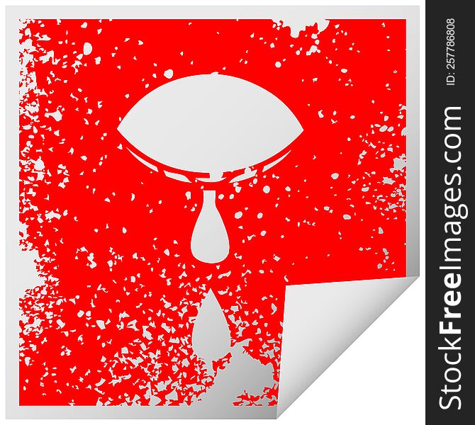Distressed Square Peeling Sticker Symbol Crying Eye