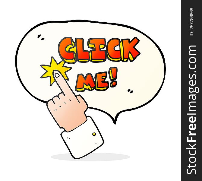 Click Me Speech Bubble Cartoon Sign