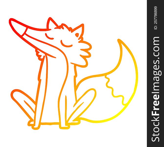 Warm Gradient Line Drawing Cartoon Wolf
