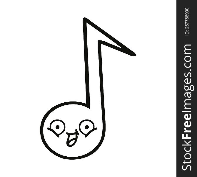 line drawing cartoon of a musical note