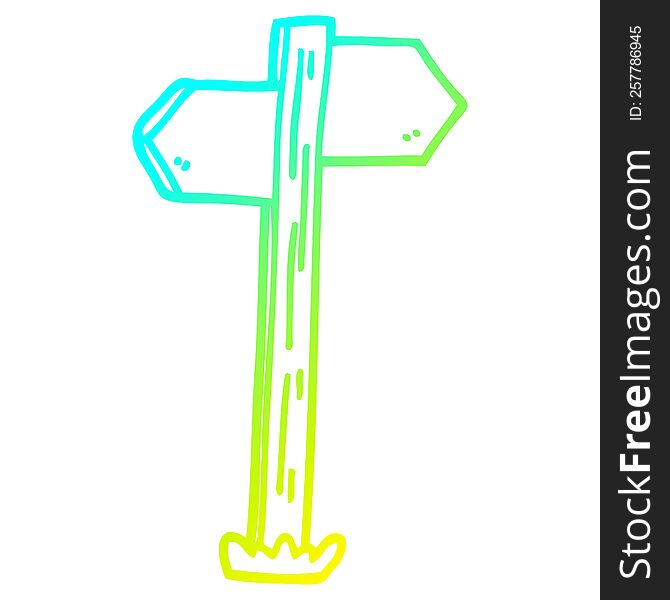 Cold Gradient Line Drawing Cartoon Painted Direction Sign Posts