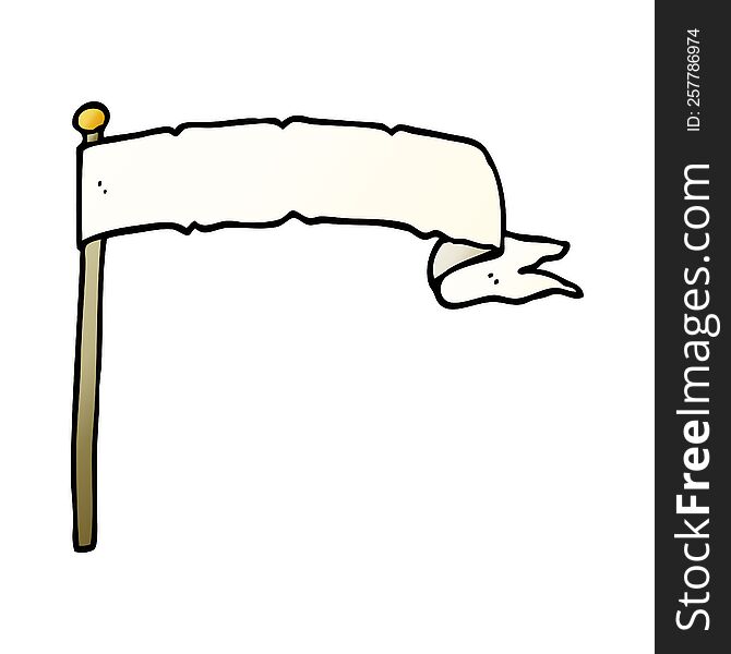 cartoon doodle waving white banner flag