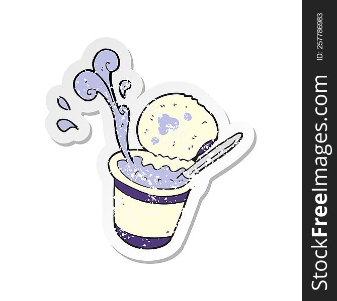 Retro Distressed Sticker Of A Carton Yogurt