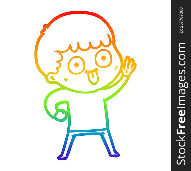 rainbow gradient line drawing of a cartoon man staring