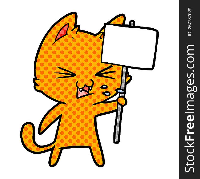 cartoon cat protesting. cartoon cat protesting