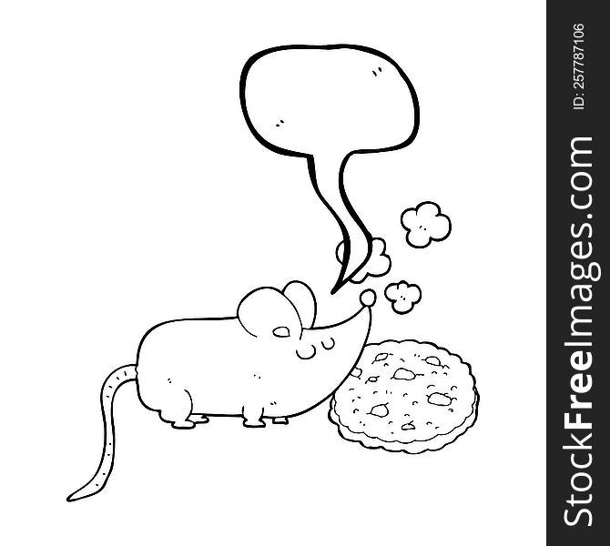 Cute Speech Bubble Cartoon Mouse And Cookie