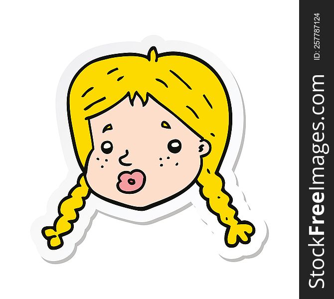 sticker of a cartoon girls face