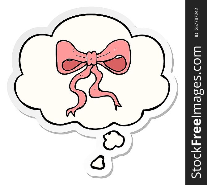 Cartoon Bow And Thought Bubble As A Printed Sticker