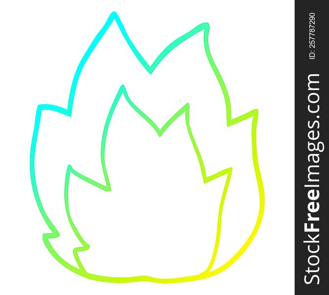 cold gradient line drawing of a cartoon explosion flame
