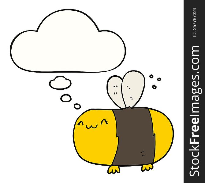 Cute Cartoon Bee And Thought Bubble