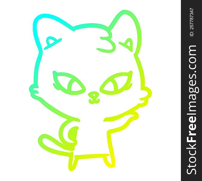 Cold Gradient Line Drawing Cute Cartoon Cat