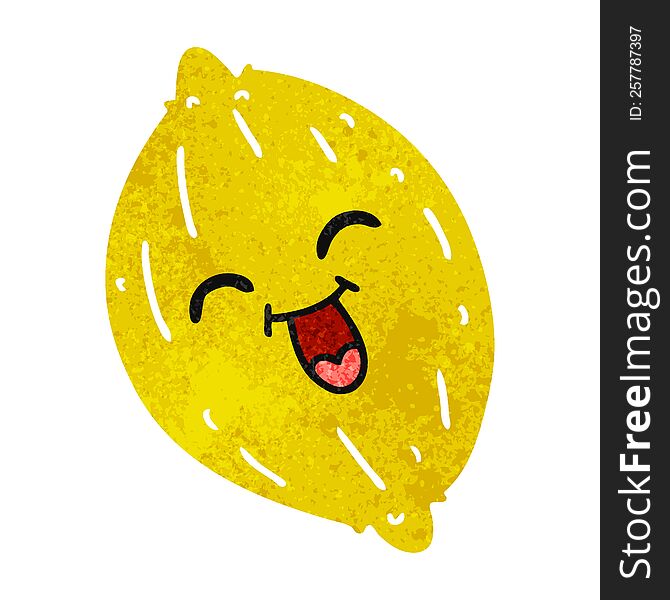 retro cartoon of a happy lemon