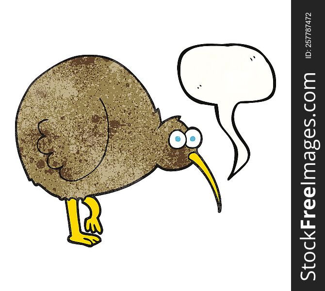 Speech Bubble Textured Cartoon Kiwi Bird