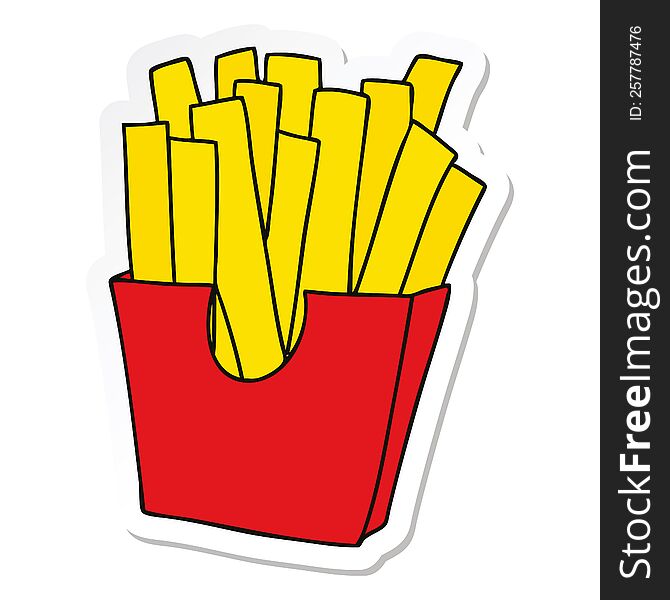 sticker of a quirky hand drawn cartoon french fries