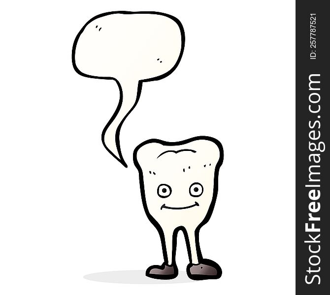 Cartoon Happy Tooth With Speech Bubble