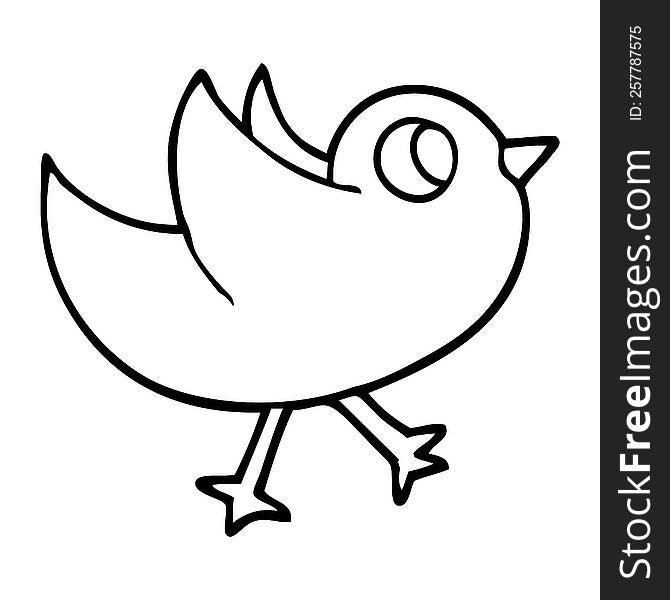 Line Drawing Cartoon Bird Flapping Wings