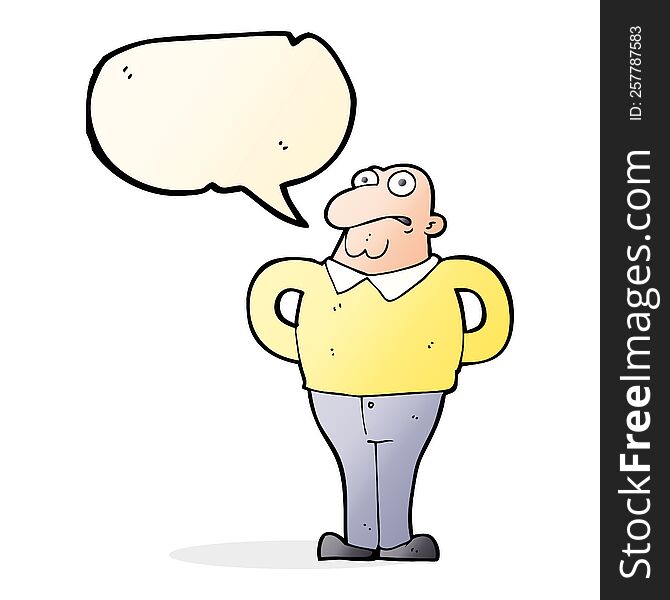 Cartoon Worried Man With Speech Bubble