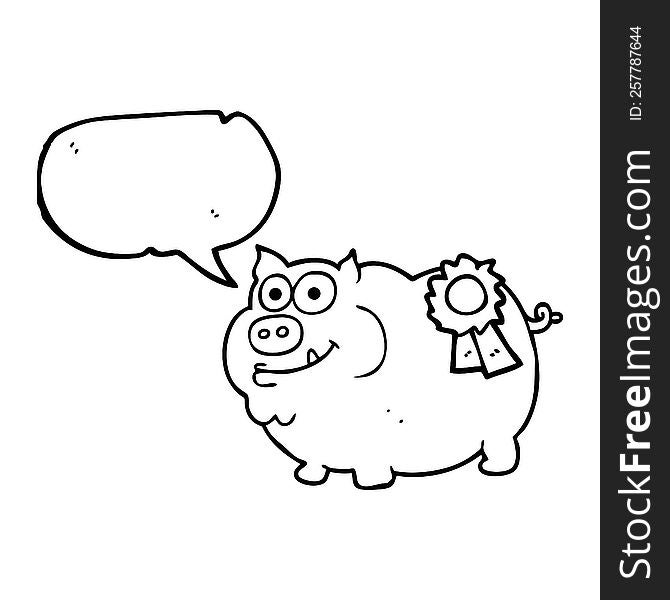 freehand drawn speech bubble cartoon prize winning pig