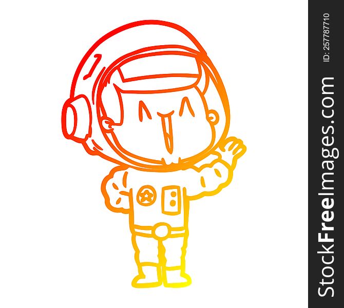 warm gradient line drawing of a singing cartoon astronaut