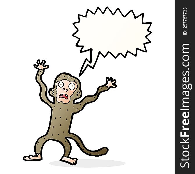 Cartoon Frightened Monkey With Speech Bubble