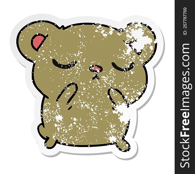 Distressed Sticker Cartoon Of A Cute Bear